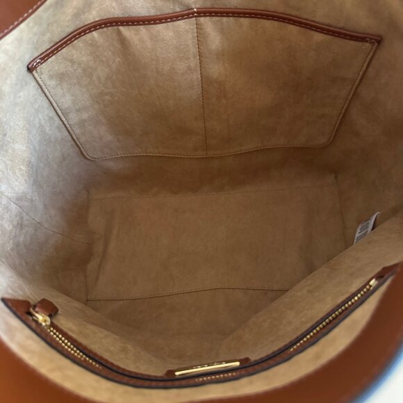 NWOT Lauren Ralph Lauren's Kassie Large Leather Shoulder Tote Bag + Brass Tag - Picture 12 of 13